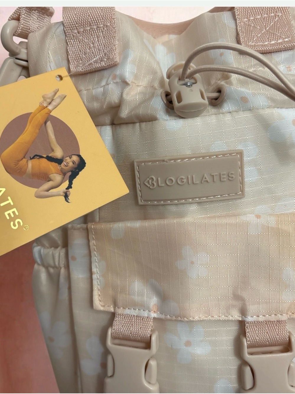 Pale Pink Bucket Crossbody Bag with Adjustable Strap - Picture 6 of 6